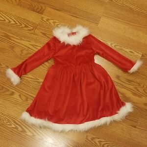 New! Festive Red Kids Holiday Dress with White Trim